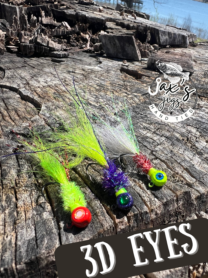 3 Pack - Hand Tied Crappie Jigs with 3D Eyes